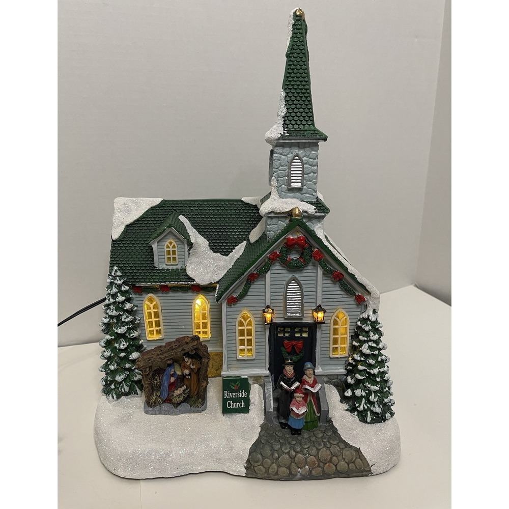 Carole Towne Collection Riverside Church Christmas Village LED Nativity EUC 2021